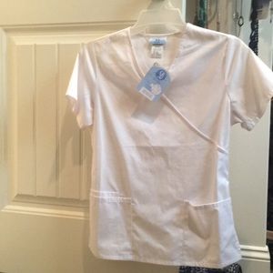 White scrub top